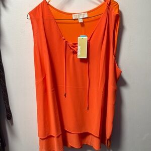 MICHAEL Michael Kors Orange Sleeveless Tie Front Blouse